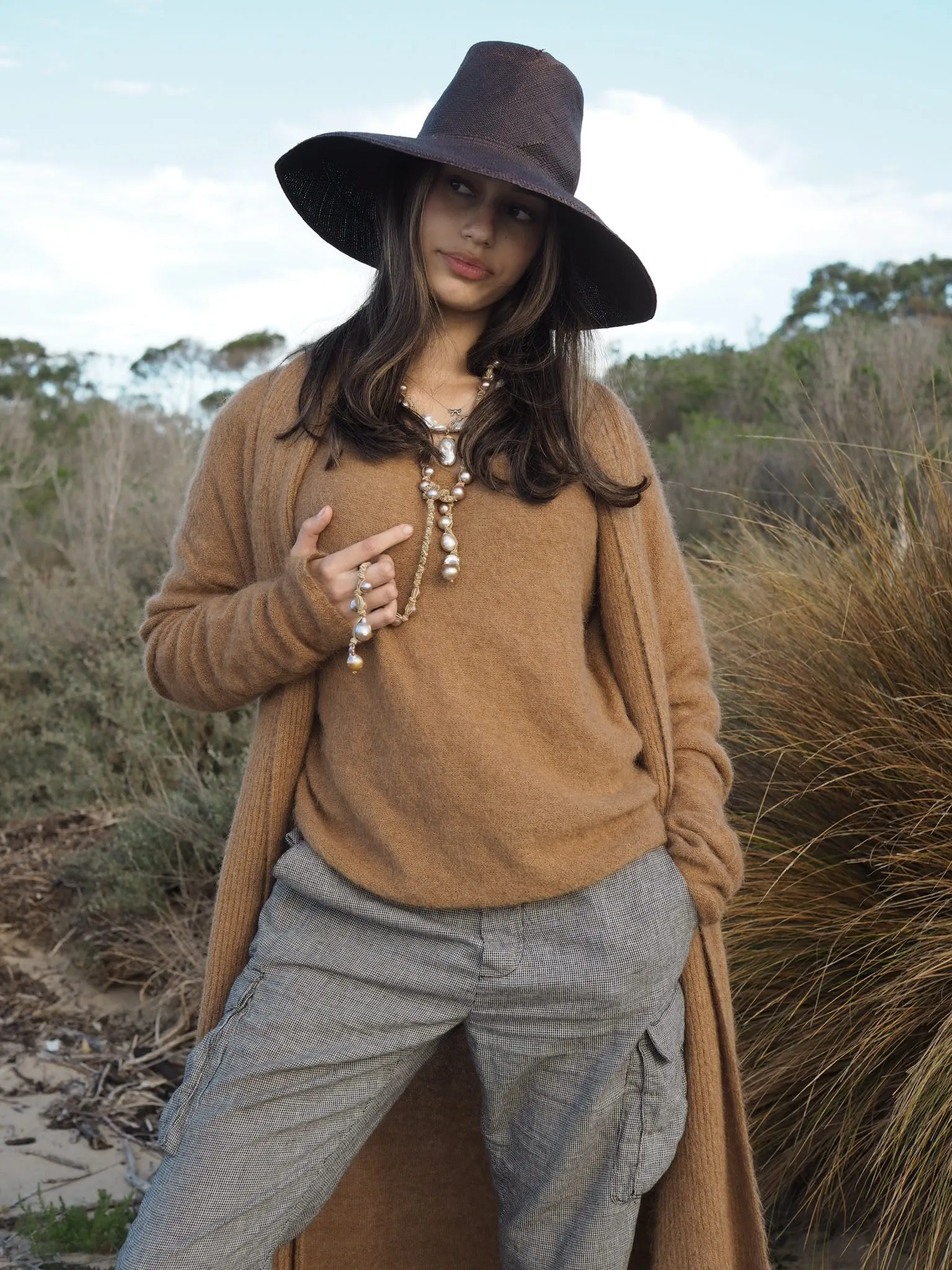 Shawl collar Luxe cardi (Alpaca)- Tan
