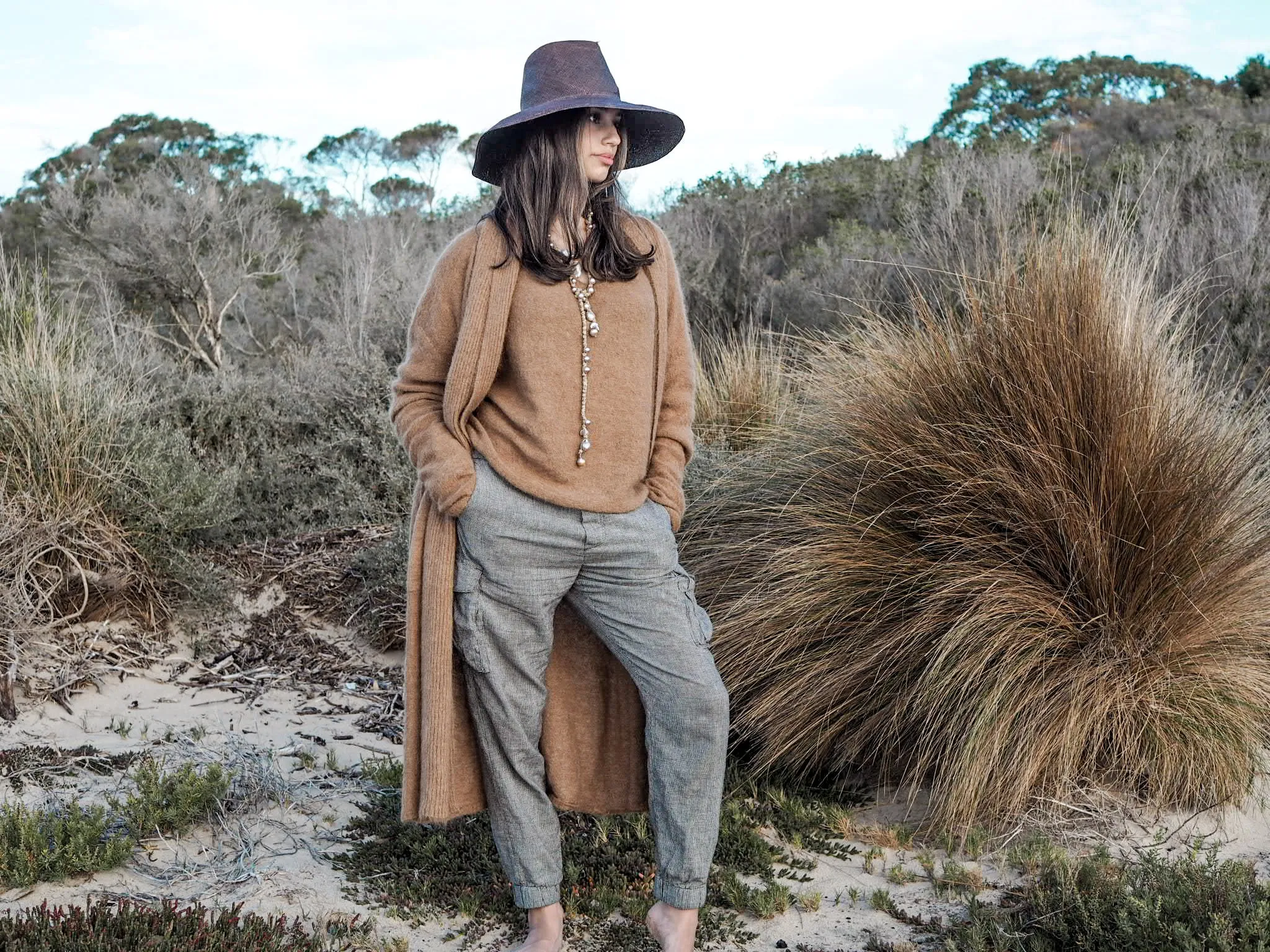 Shawl collar Luxe cardi (Alpaca)- Tan