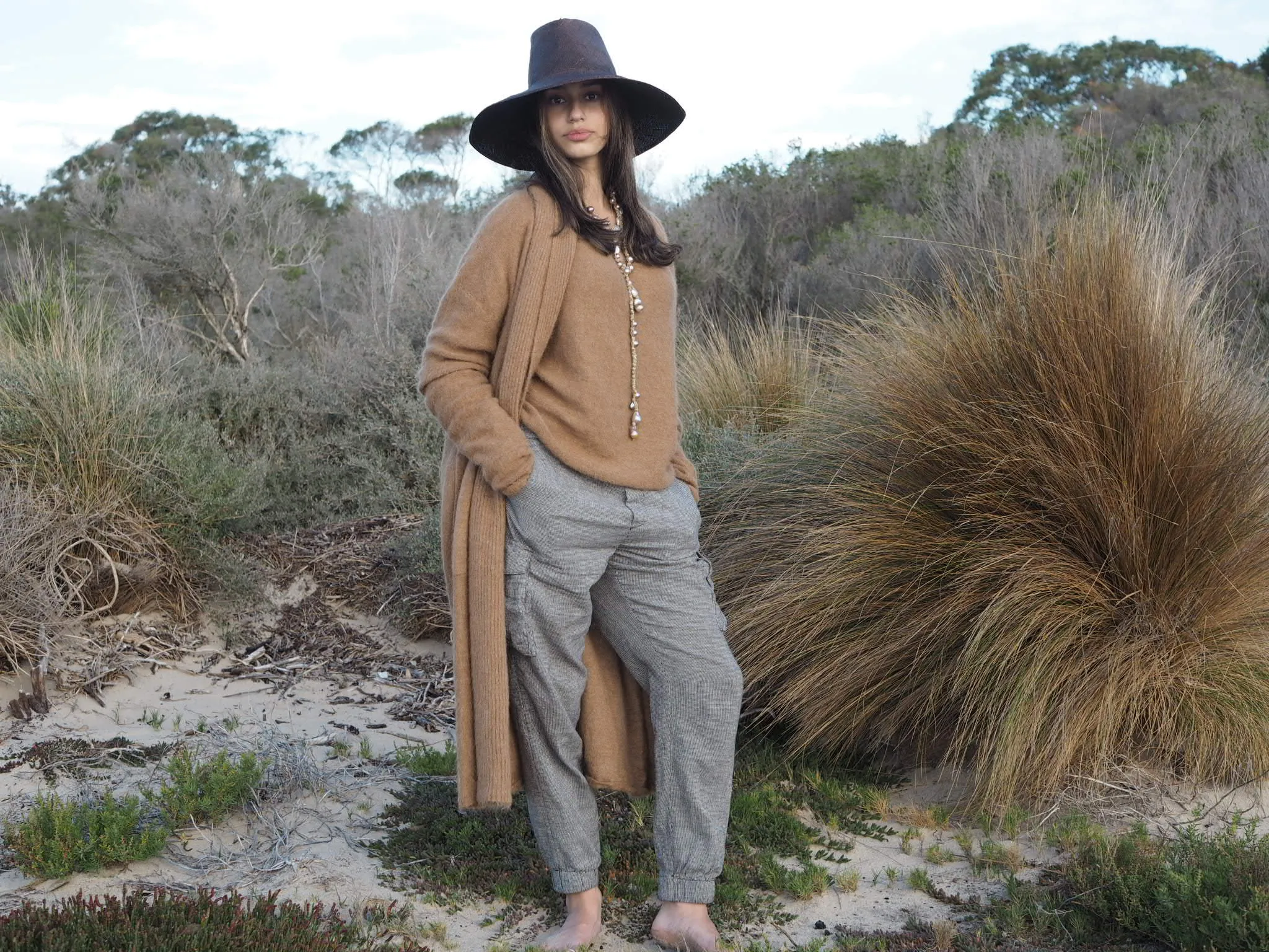 Shawl collar Luxe cardi (Alpaca)- Tan