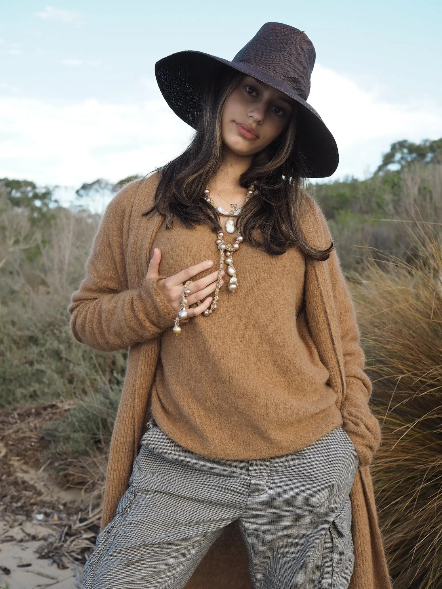 Shawl collar Luxe cardi (Alpaca)- Tan