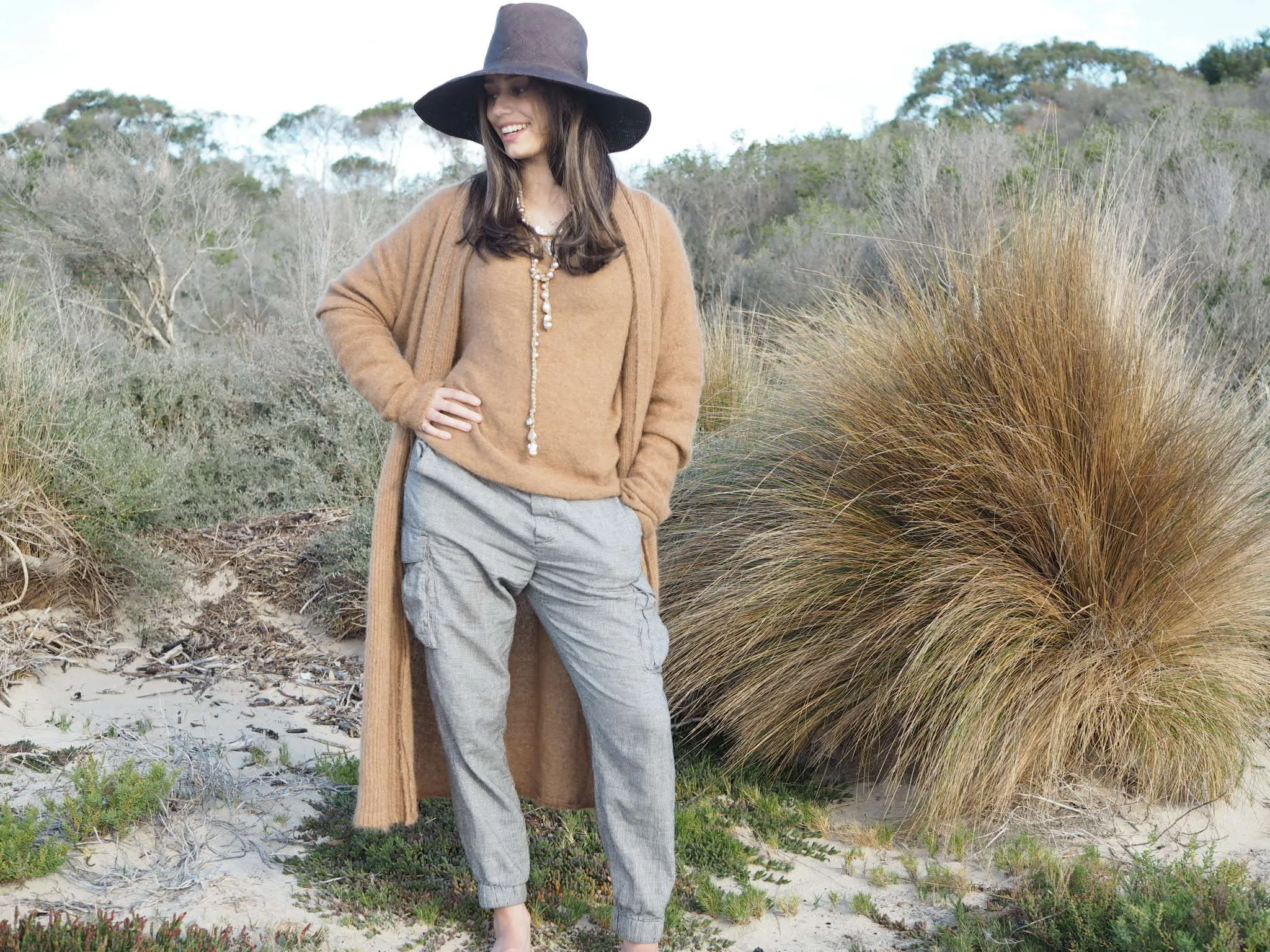 Shawl collar Luxe cardi (Alpaca)- Tan