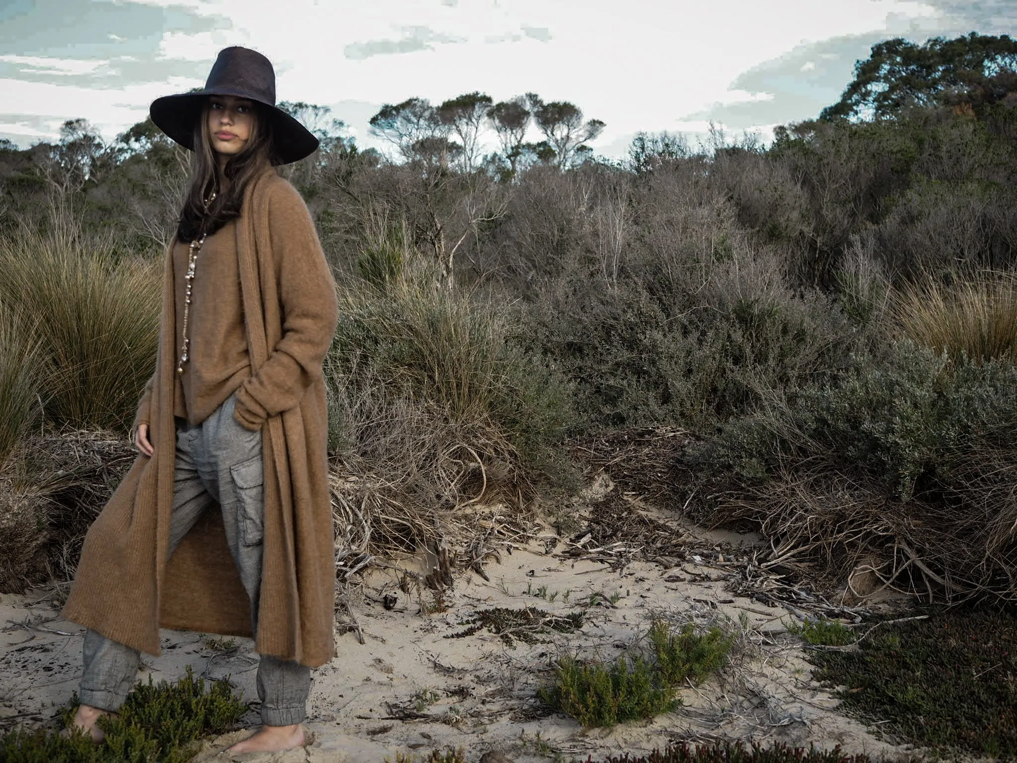 Shawl collar Luxe cardi (Alpaca)- Tan