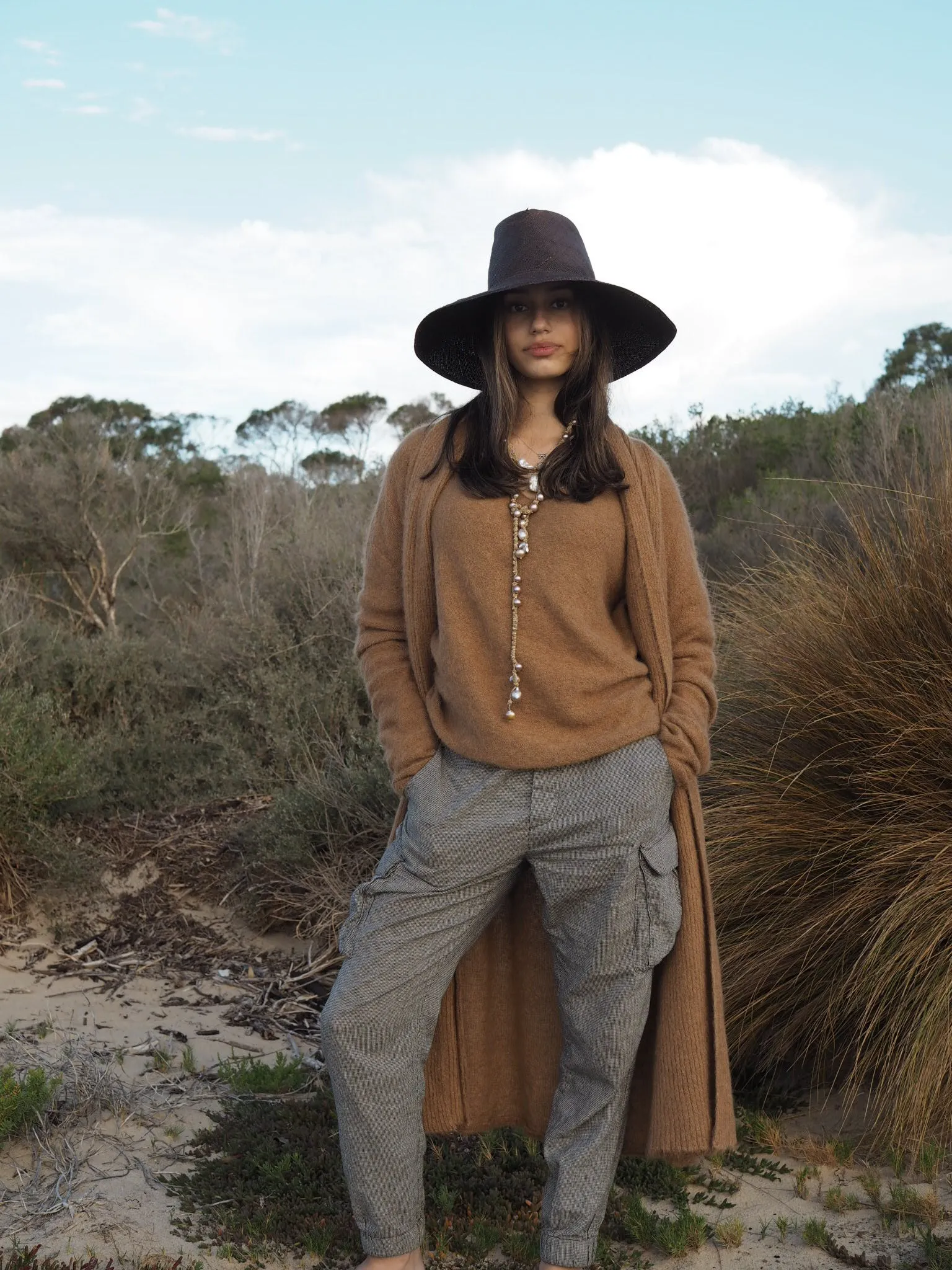 Shawl collar Luxe cardi (Alpaca)- Tan