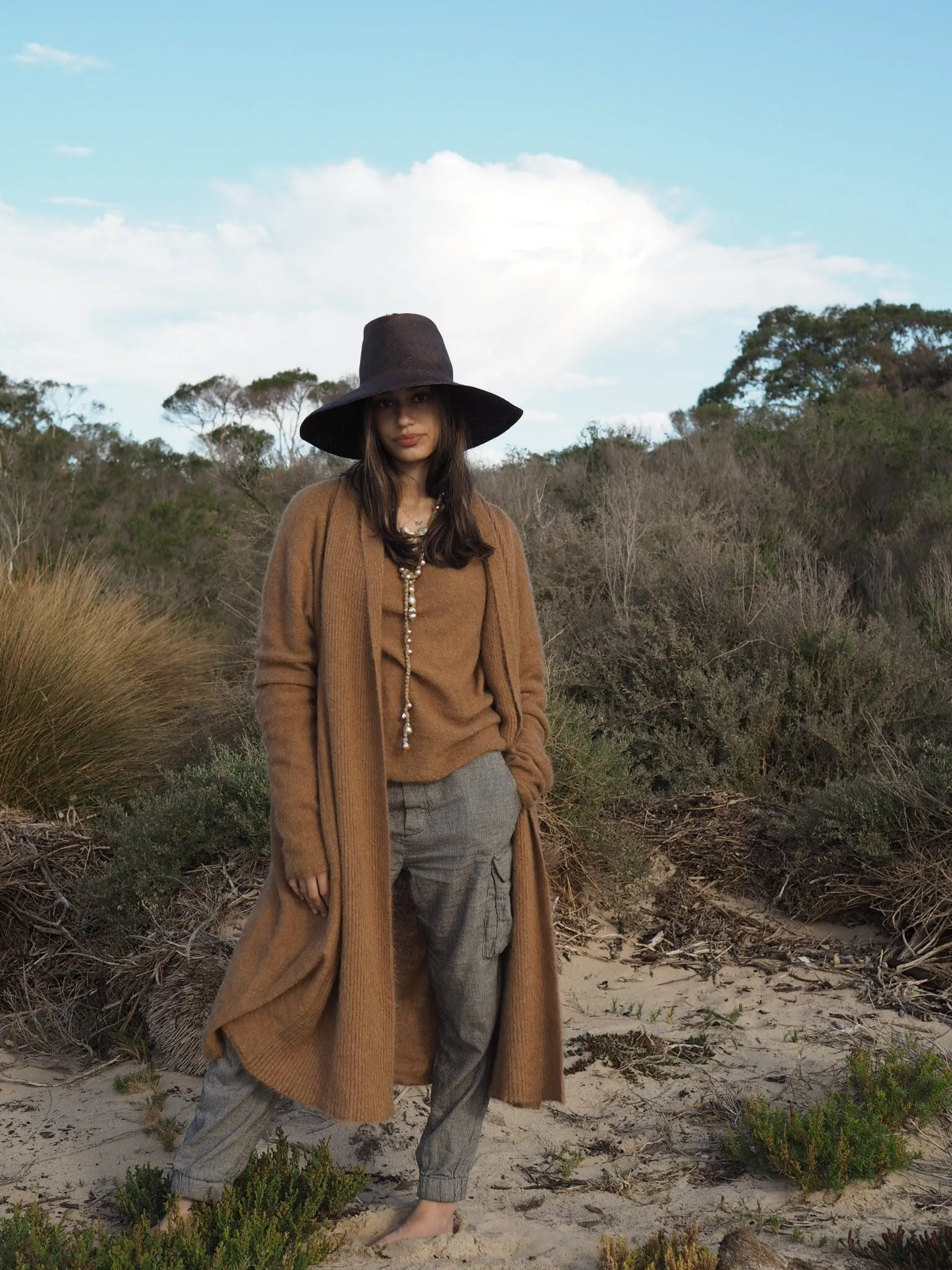 Shawl collar Luxe cardi (Alpaca)- Tan