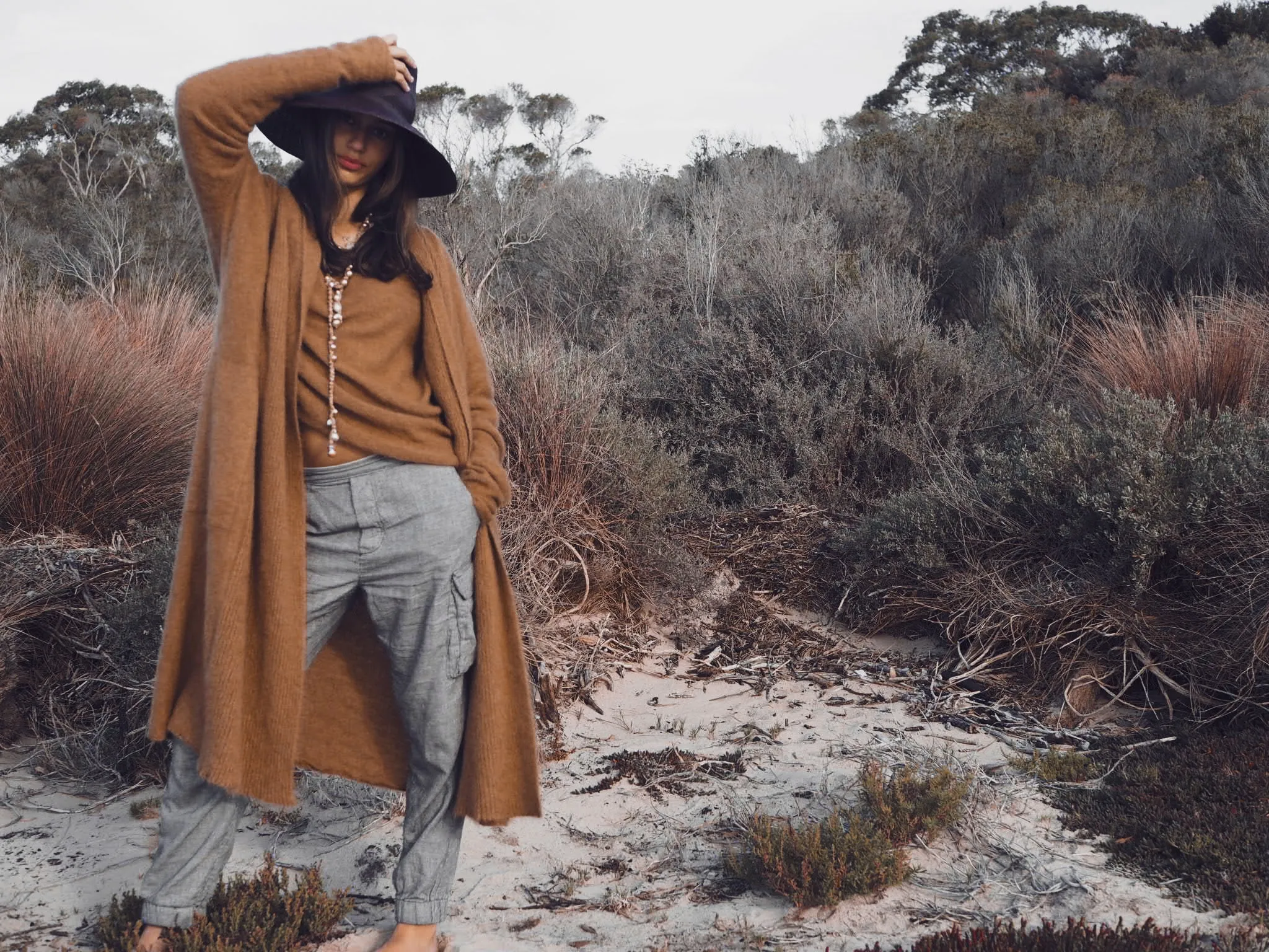 Shawl collar Luxe cardi (Alpaca)- Tan