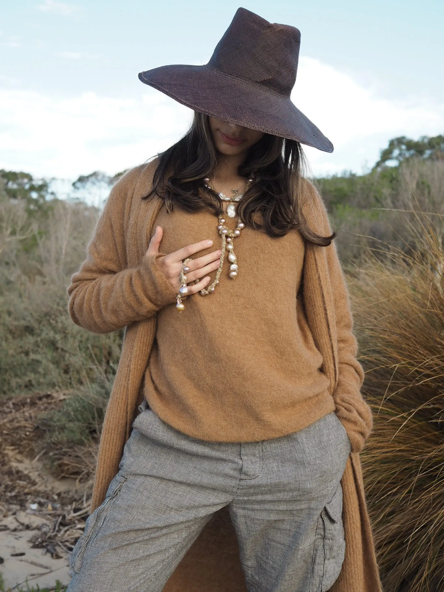 Shawl collar Luxe cardi (Alpaca)- Tan
