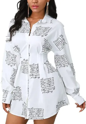 Shirt Dresses for Women Sexy Tops Button Down Shirts Dress Colorful Collar Blouses Long Sleeve Floral Print Loose T-Shirt
