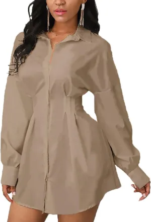 Shirt Dresses for Women Sexy Tops Button Down Shirts Dress Colorful Collar Blouses Long Sleeve Floral Print Loose T-Shirt