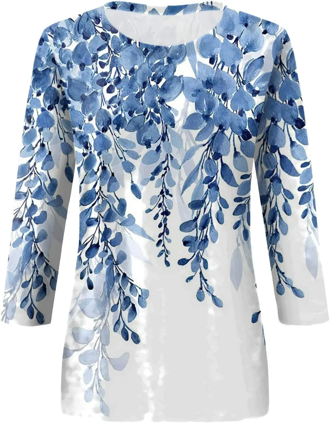 Shirts for Women 3/4 Length Sleeve Crewneck Tops 2024 Fall Casual Loose Fit Printed Tee Cute Basic Blouses for Women