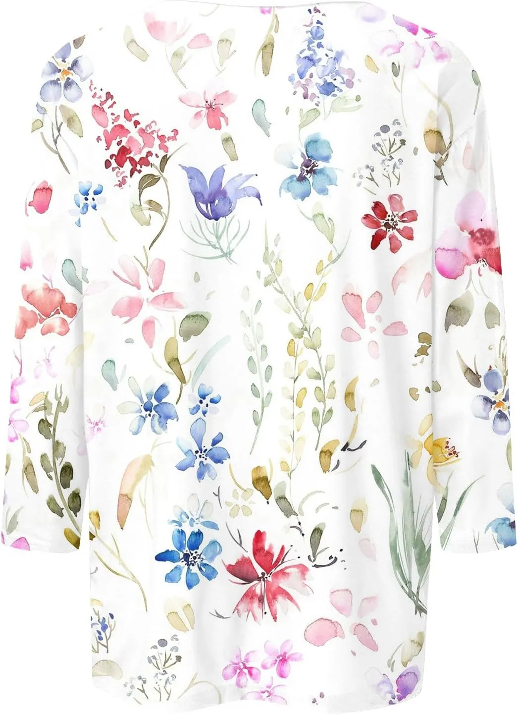 Shirts for Women 3/4 Length Sleeve Crewneck Tops 2024 Fall Casual Loose Fit Printed Tee Cute Basic Blouses for Women
