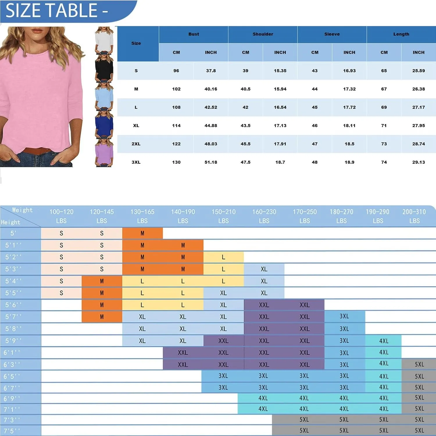 Shirts for Women 3/4 Length Sleeve Crewneck Tops 2024 Fall Casual Loose Fit Printed Tee Cute Basic Blouses for Women
