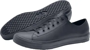 Shoes for Crews Delray, Men's, Women's, Unisex Leather Work Shoes, Slip Resistant, Water Resistant, Black, Men's 9.5 / Women's 11
