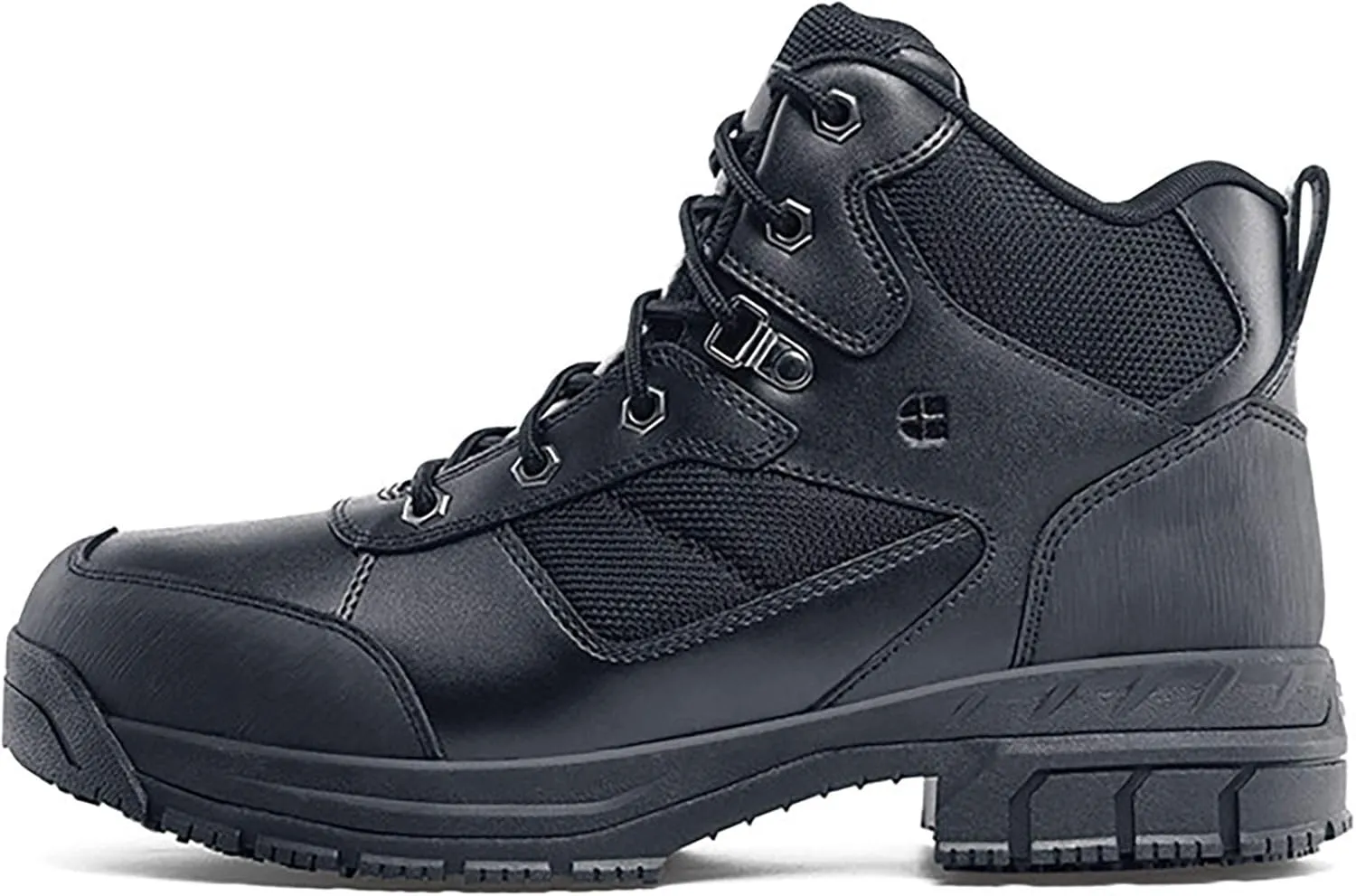 Shoes for Crews Voyager II, Men's, Women's, Unisex Steel Toe (ST) Work Boots, Slip Resistant, Water Resistant, Black, Men's 7.5 / Women's 9 Wide