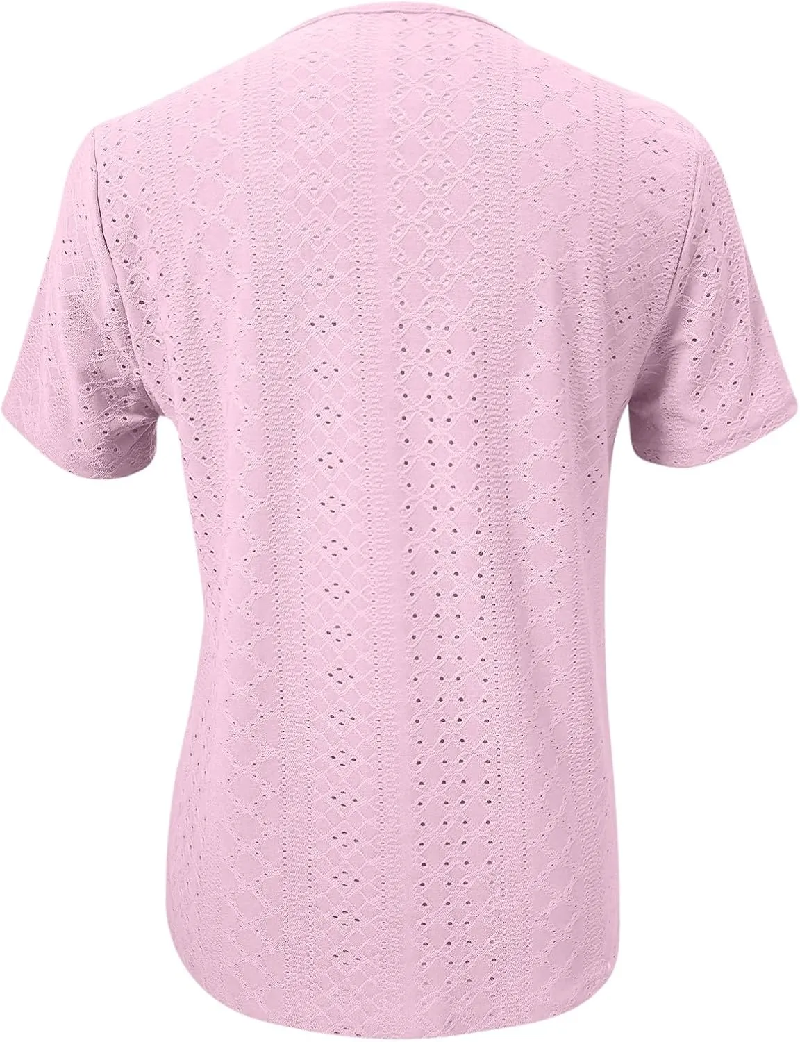 Short Sleeve Blouses for Women Trendy Elegant Dressy Casual Eyelet Shirts Solid Color V Neck Loose Fitted Eyelet Tops