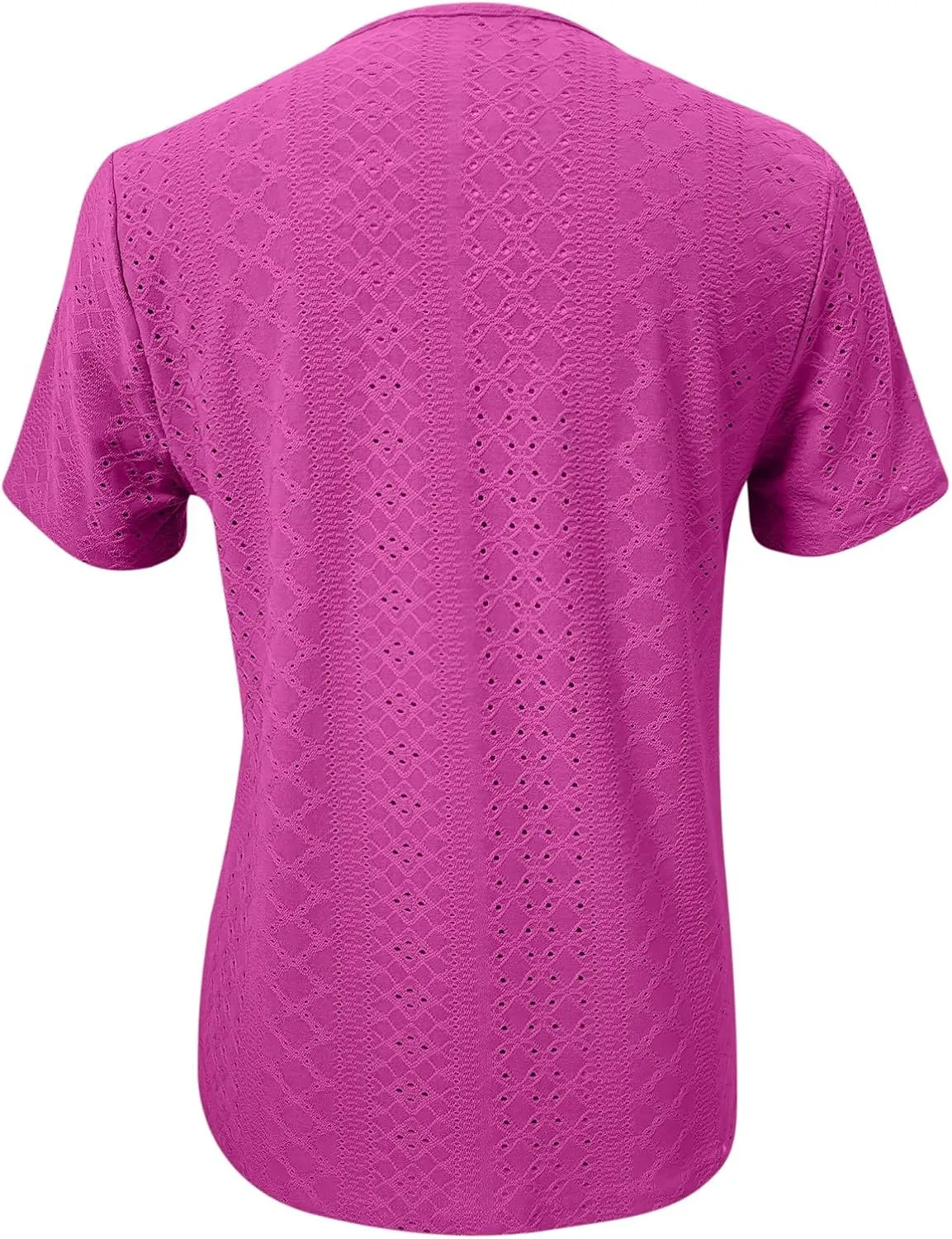 Short Sleeve Blouses for Women Trendy Elegant Dressy Casual Eyelet Shirts Solid Color V Neck Loose Fitted Eyelet Tops