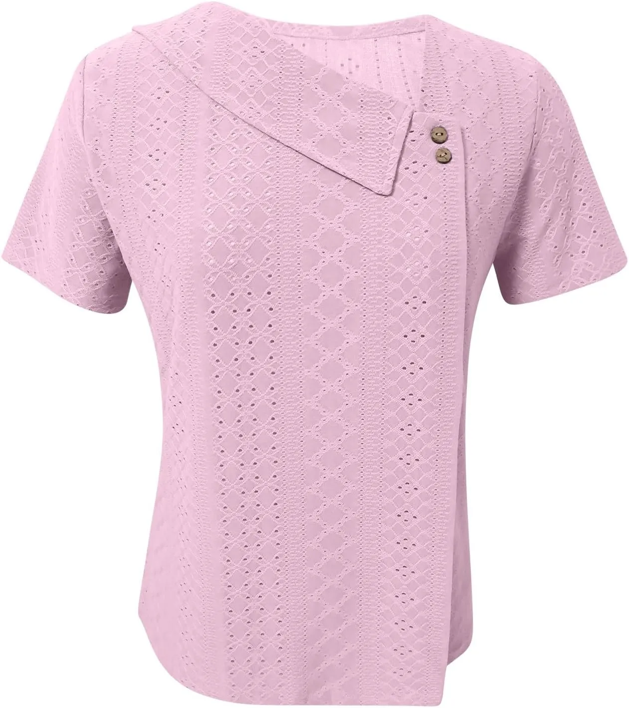 Short Sleeve Blouses for Women Trendy Elegant Dressy Casual Eyelet Shirts Solid Color V Neck Loose Fitted Eyelet Tops
