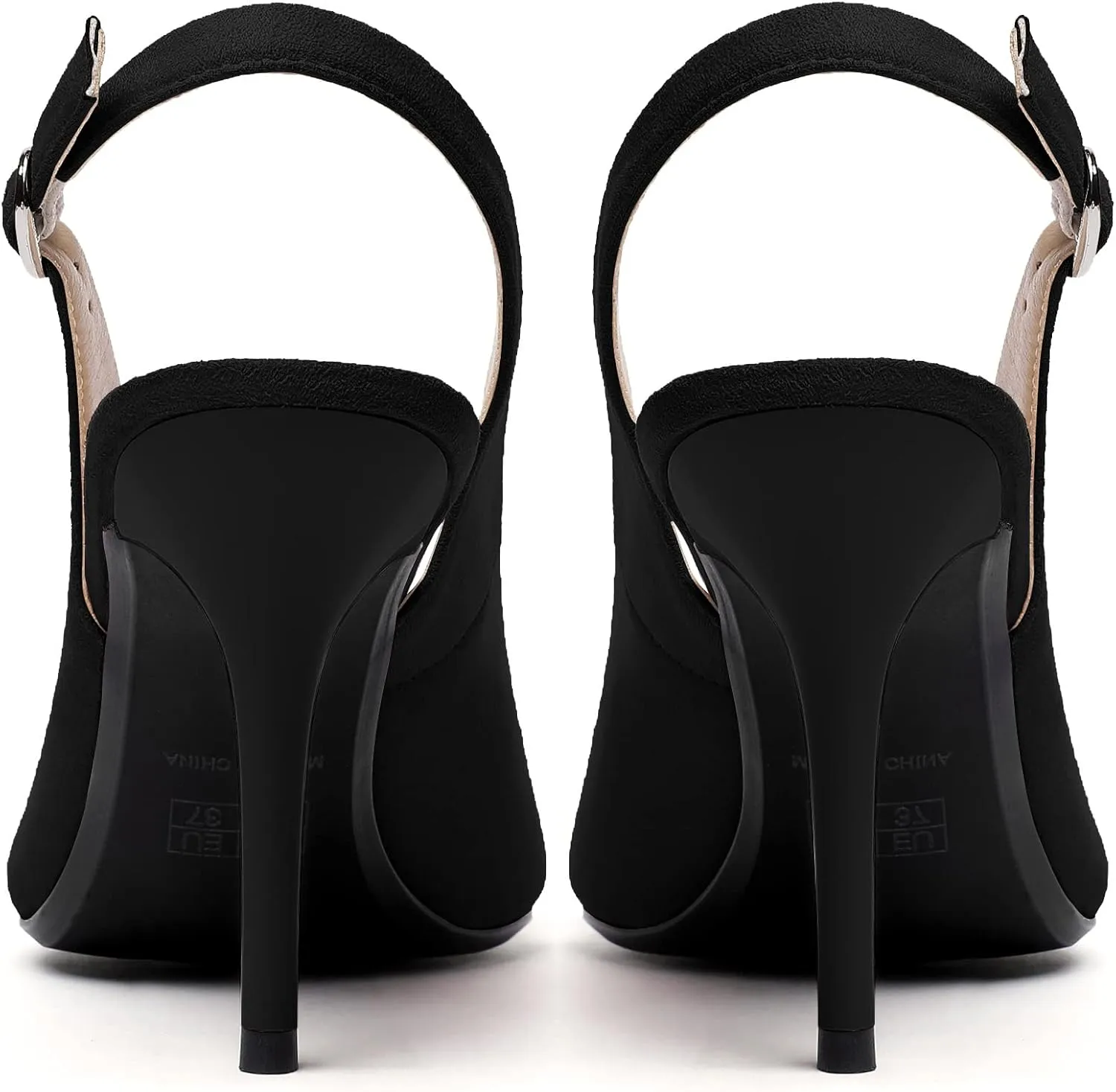 Soireelady Women's Slingback High Heels Rhinestones Bow Closed pointed Toe Ankle Strap Slim Thin Heel Pumps for Wedding Evening Party Dress Shoes 3.5 Inches