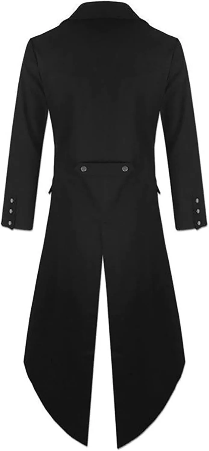 Steampunk Jacket for Men Gothic Tailcoat Single Breasted Trench Coat Medieval Vintage Coat Tuxedo Dinner Jacket