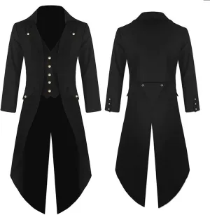 Steampunk Jacket for Men Gothic Tailcoat Single Breasted Trench Coat Medieval Vintage Coat Tuxedo Dinner Jacket