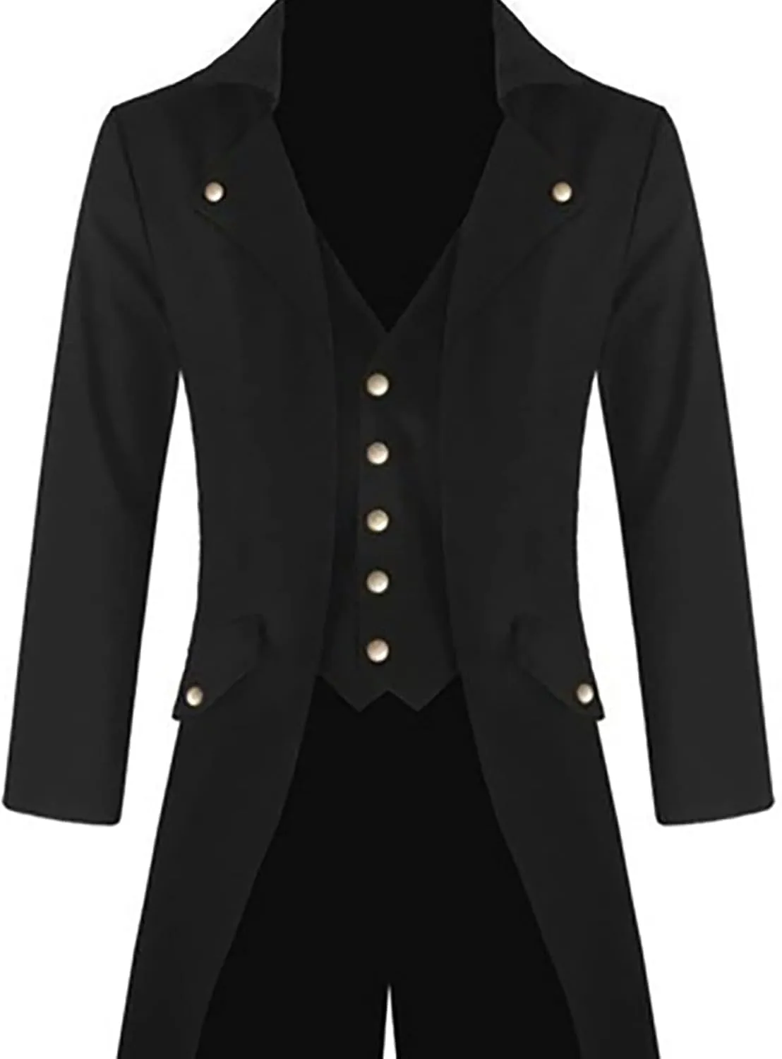 Steampunk Jacket for Men Gothic Tailcoat Single Breasted Trench Coat Medieval Vintage Coat Tuxedo Dinner Jacket