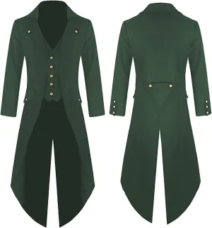Steampunk Jacket for Men Gothic Tailcoat Single Breasted Trench Coat Medieval Vintage Coat Tuxedo Dinner Jacket