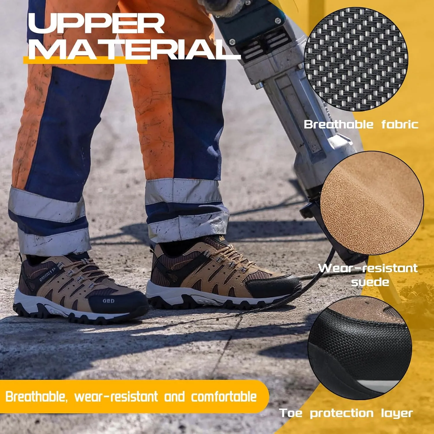 Steel Toe Shoes for Men Lightweight Puncture Proof Slip Resistant Composite Toe Safety Work Shoes for Industrial Construction