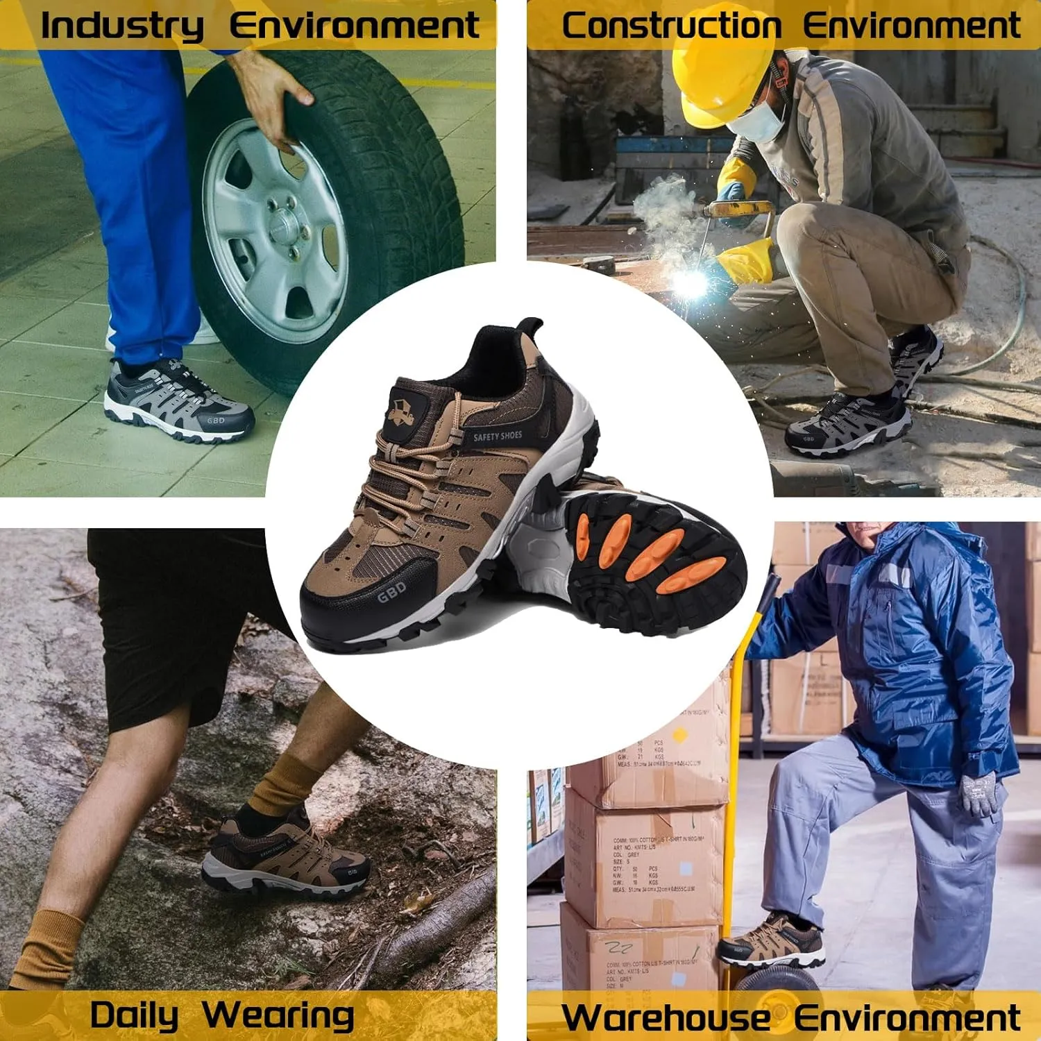 Steel Toe Shoes for Men Lightweight Puncture Proof Slip Resistant Composite Toe Safety Work Shoes for Industrial Construction