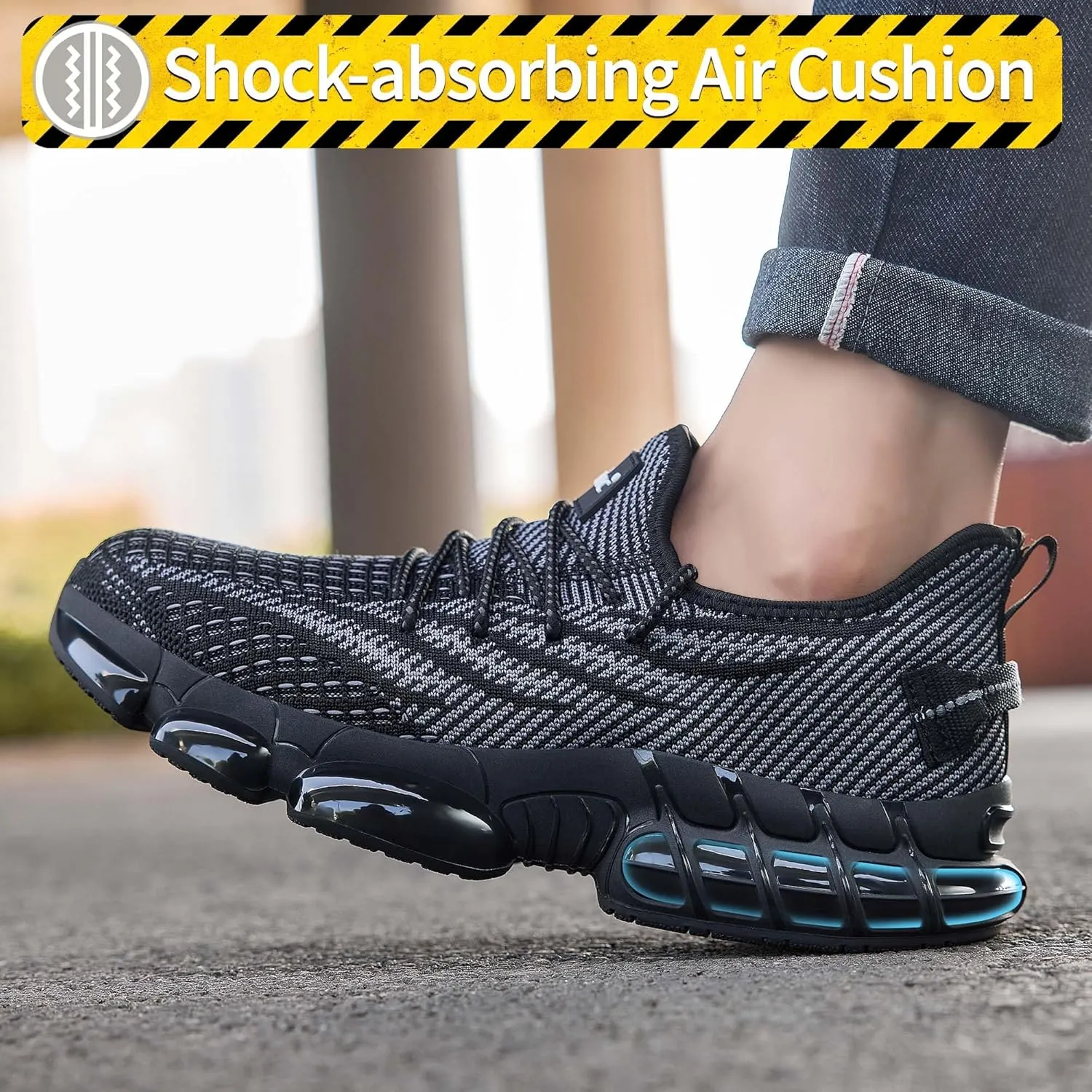 Steel Toe Shoes for Men Women Comfortable Lightweight Safety Sneakers Non Slip Work Shoes Puncture Proof Composite Toe Sneakers for Construction