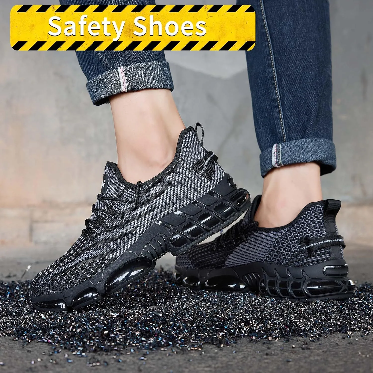 Steel Toe Shoes for Men Women Comfortable Lightweight Safety Sneakers Non Slip Work Shoes Puncture Proof Composite Toe Sneakers for Construction