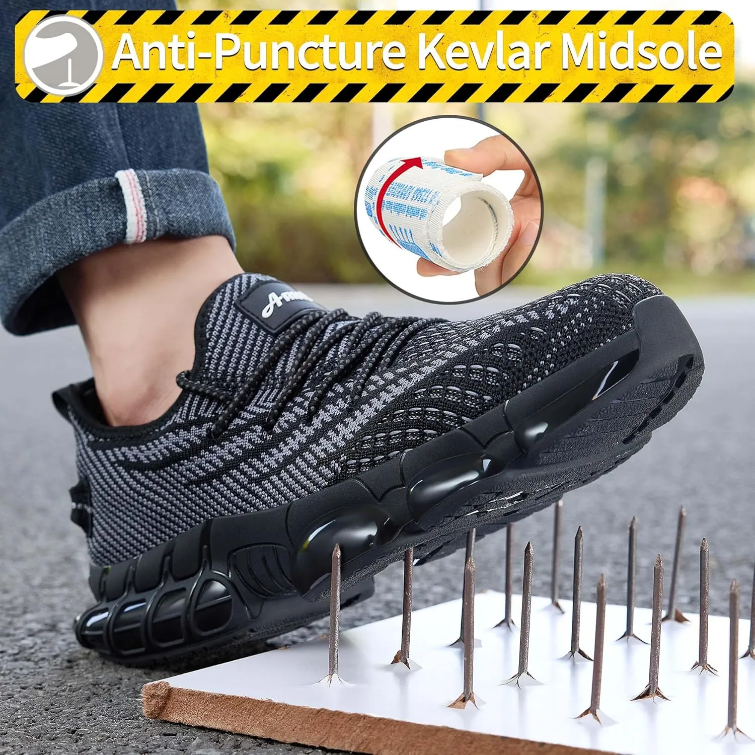 Steel Toe Shoes for Men Women Comfortable Lightweight Safety Sneakers Non Slip Work Shoes Puncture Proof Composite Toe Sneakers for Construction