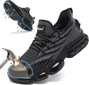 Steel Toe Shoes for Men Women Comfortable Lightweight Safety Sneakers Non Slip Work Shoes Puncture Proof Composite Toe Sneakers for Construction