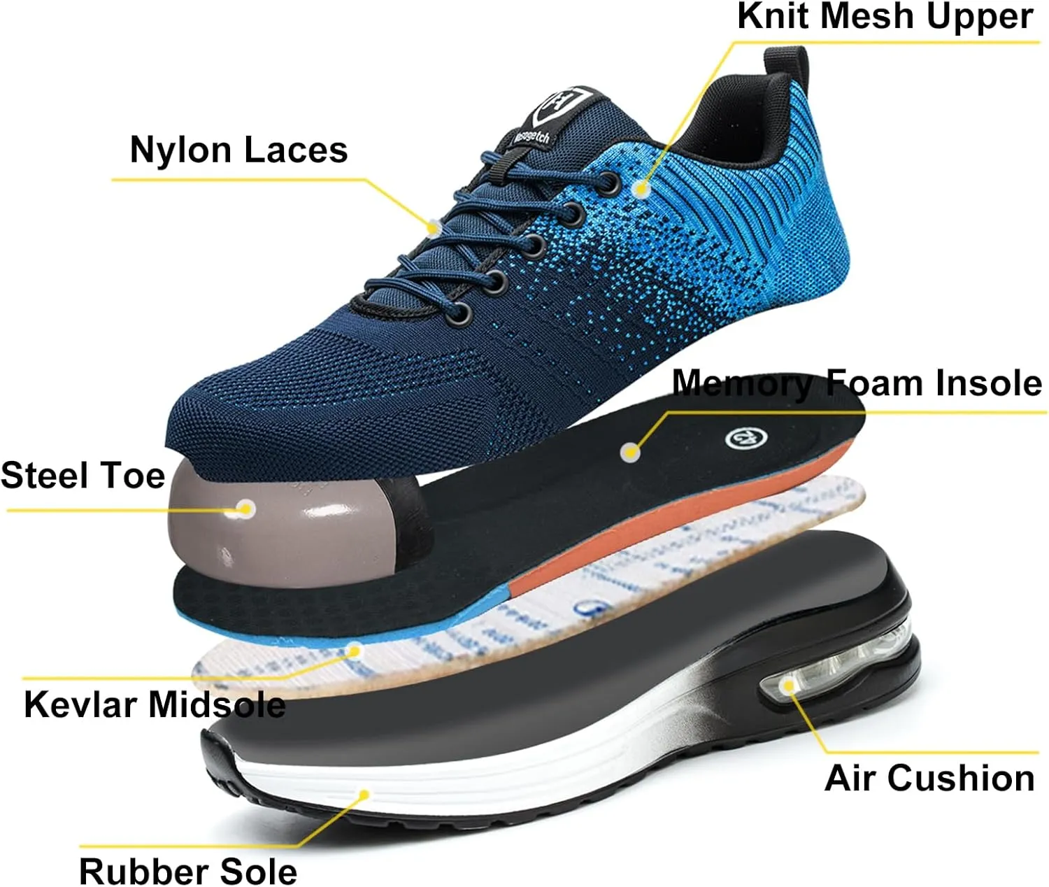 Steel Toe Shoes for Men Women Lightweight Comfortable Work Shoes Indestructible Slip Resistant Safety Shoes for Construction