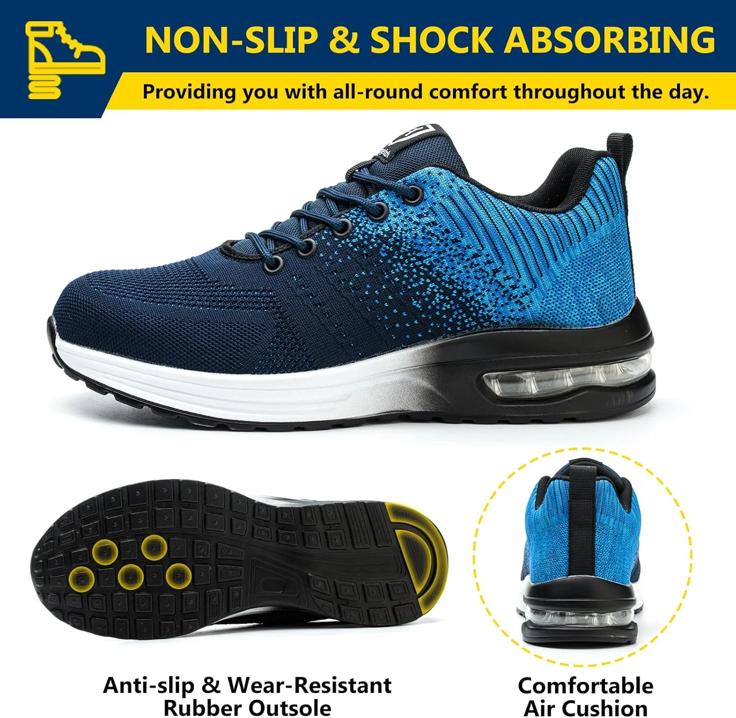 Steel Toe Shoes for Men Women Lightweight Comfortable Work Shoes Indestructible Slip Resistant Safety Shoes for Construction