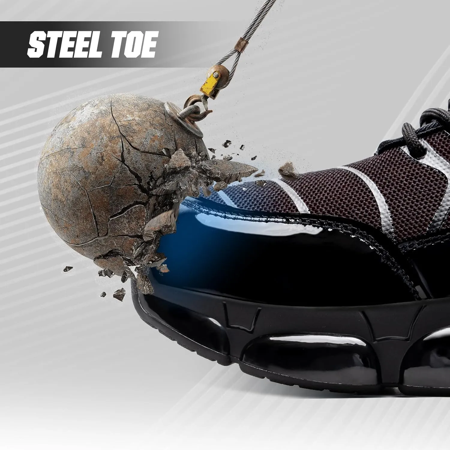 Steel Toe Shoes for Men Women Safety Work Sneakers Indestructible Comfortable Lightweight Breathable Construction Sneakers Anti Smashing Puncture Proof Air Cushion