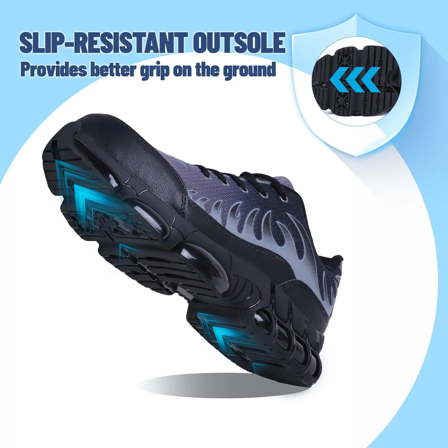 Steel Toe Shoes for Women Comfortable Non Slip Safety Work Shoes Air Cushion Sneakers Indestructible Industrial Construction Footwear