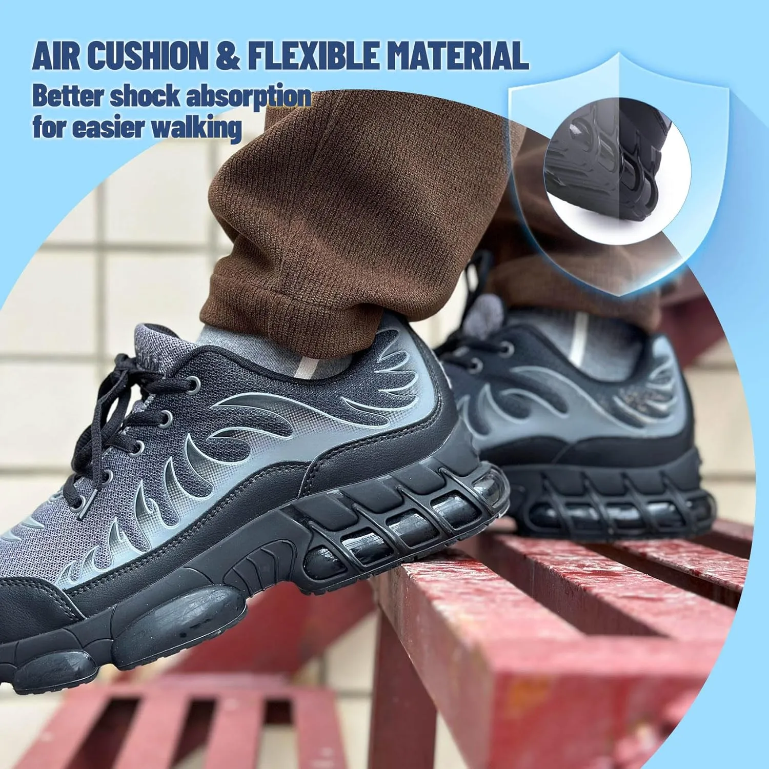 Steel Toe Shoes for Women Comfortable Non Slip Safety Work Shoes Air Cushion Sneakers Indestructible Industrial Construction Footwear