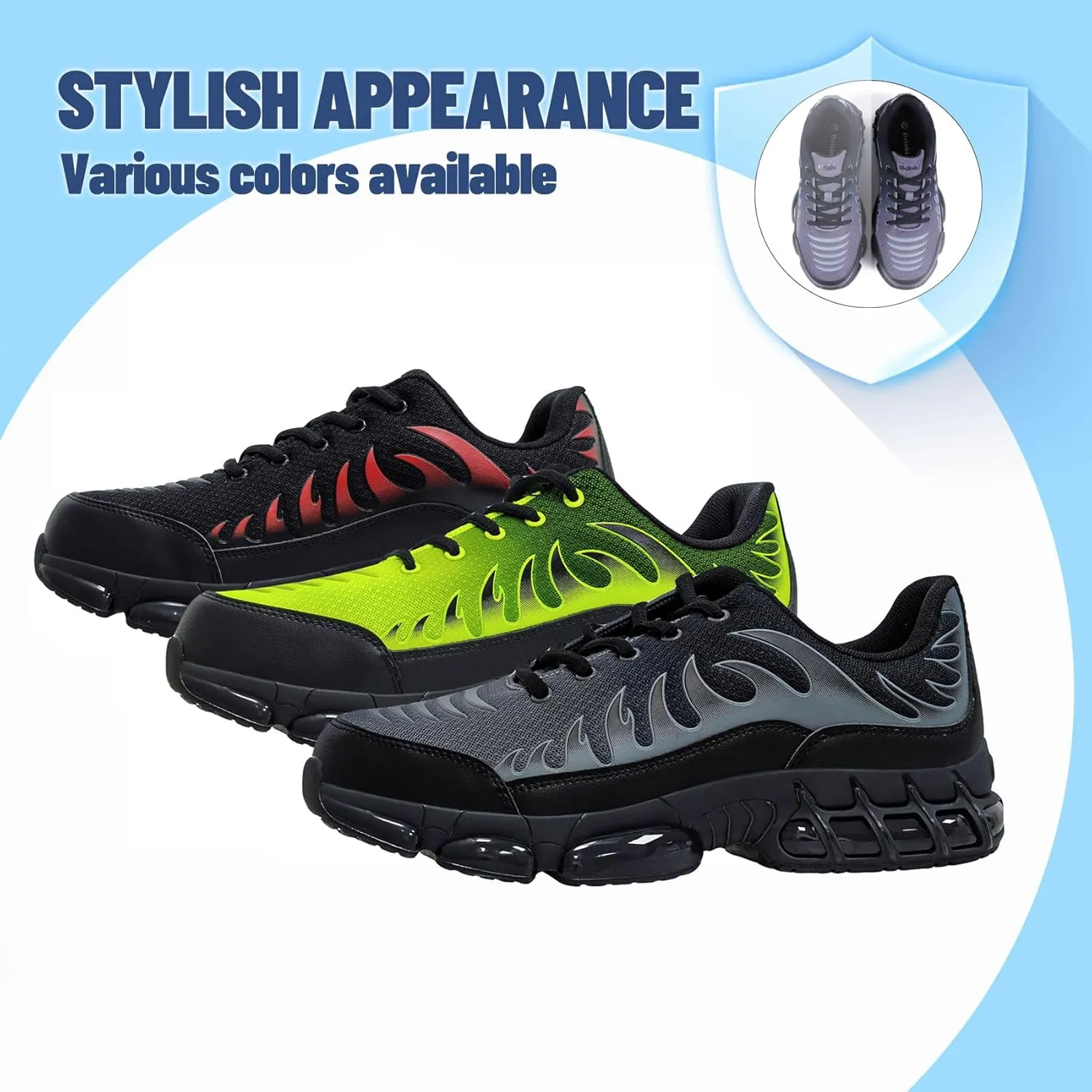 Steel Toe Shoes for Women Comfortable Non Slip Safety Work Shoes Air Cushion Sneakers Indestructible Industrial Construction Footwear