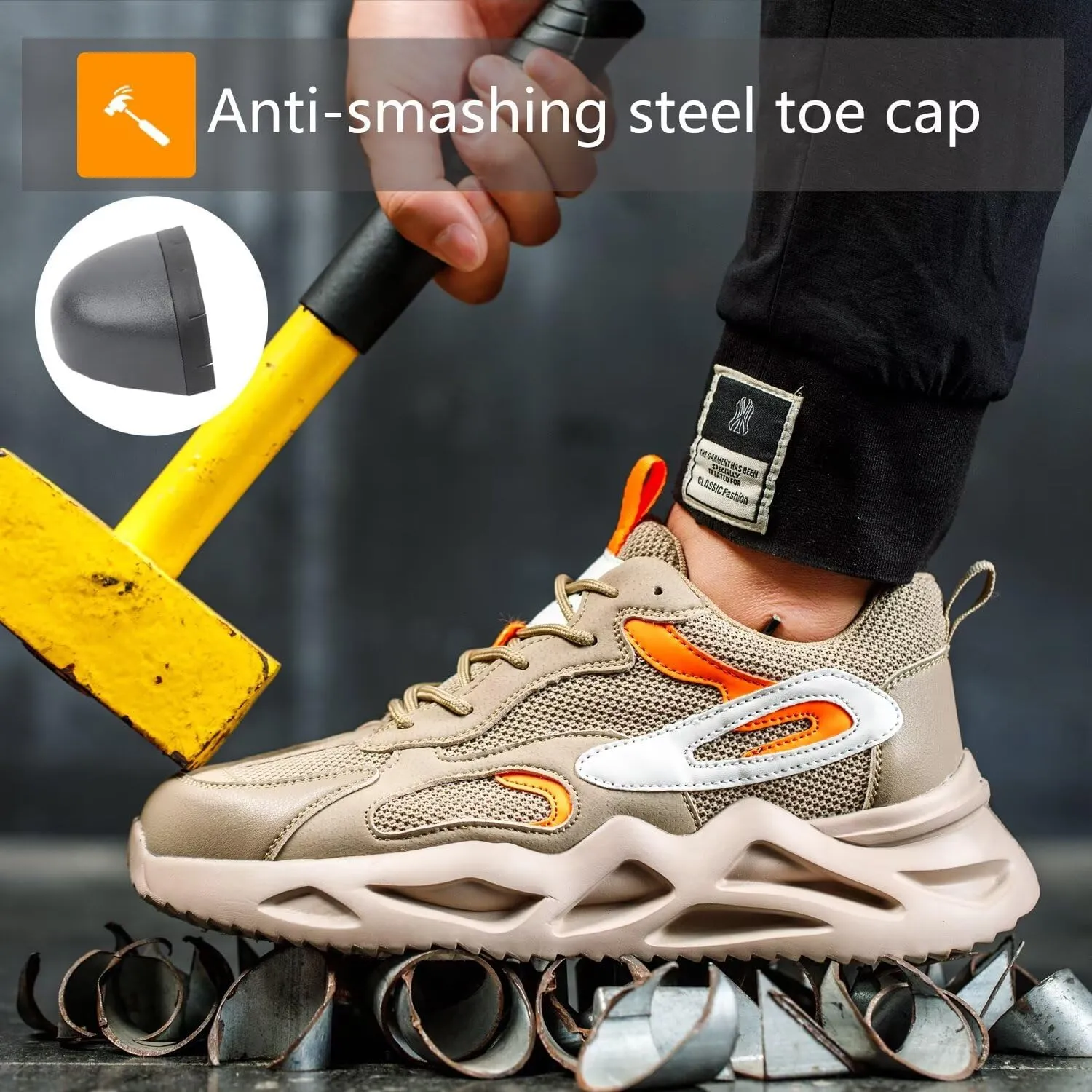 Steel Toe Shoes for Women Men Wide fit Indestructible Work Sneakers Safety Shoes Lightweight Slip Resistant Puncture Proof Composite Toe Shoe
