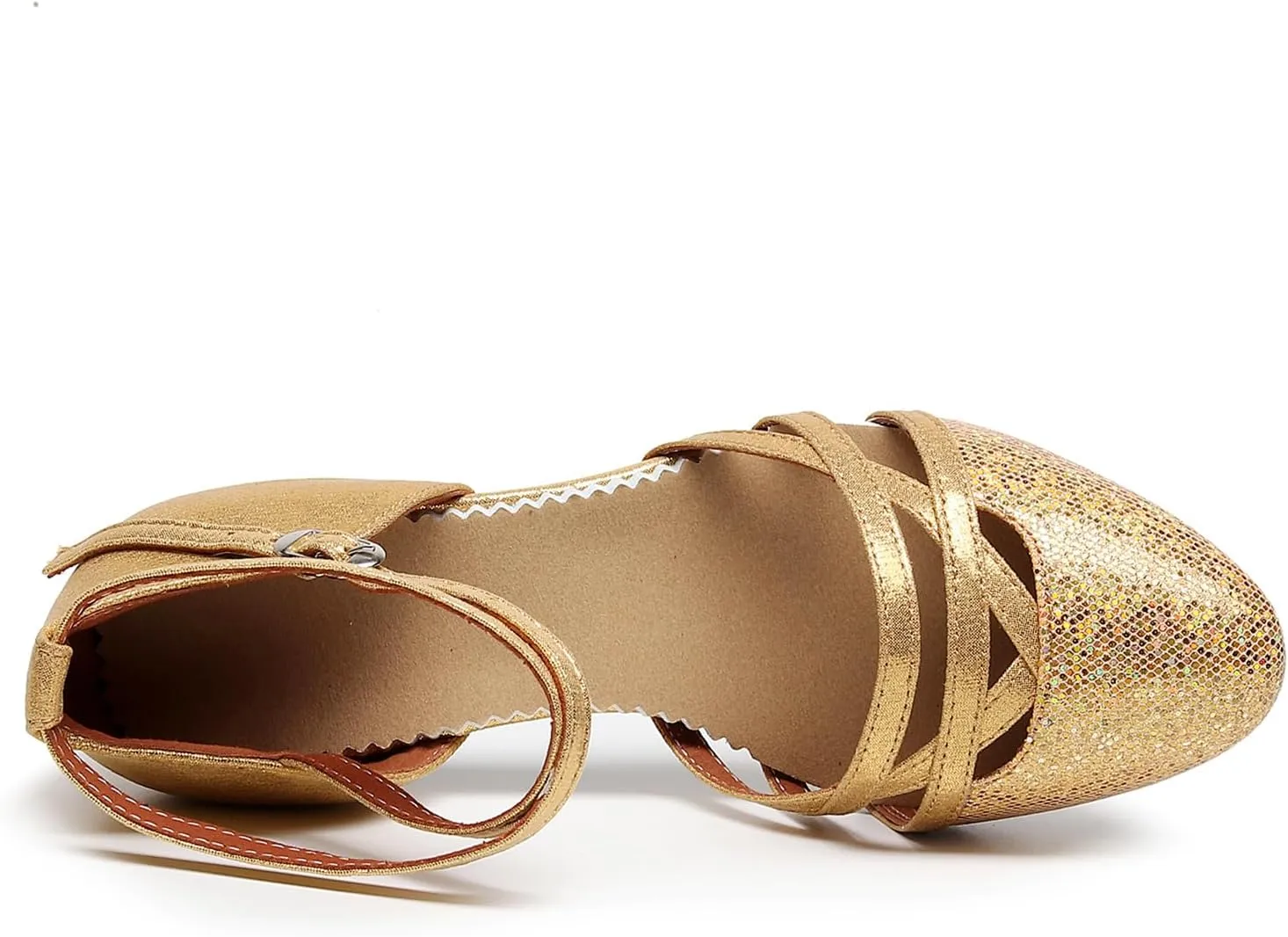 SWDZM Closed Toe Latin Dance Shoes Glitter Women Latin Dance Shoes Closed Toe Ballroom Dancing Shoes