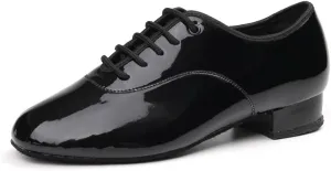 SWDZM Men Latin Dance Shoes Leather Lace-up Salsa Tango Ballroom Modern Professional Performance Practice Dance Shoes,Model 707B