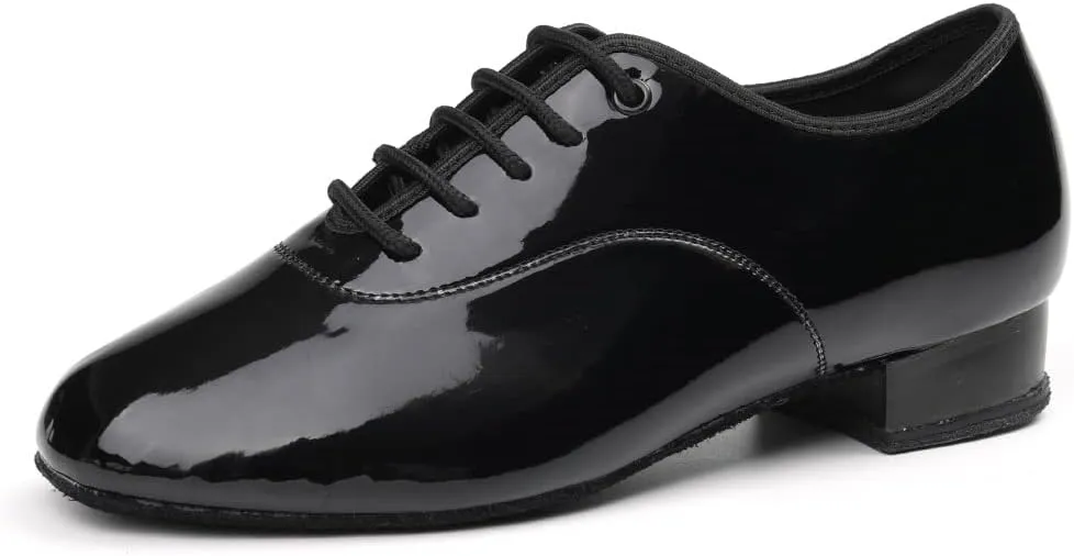 SWDZM Men Latin Dance Shoes Leather Lace-up Salsa Tango Ballroom Modern Professional Performance Practice Dance Shoes,Model 707B