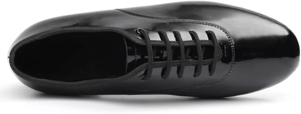 SWDZM Men Latin Dance Shoes Leather Lace-up Salsa Tango Ballroom Modern Professional Performance Practice Dance Shoes,Model 707B