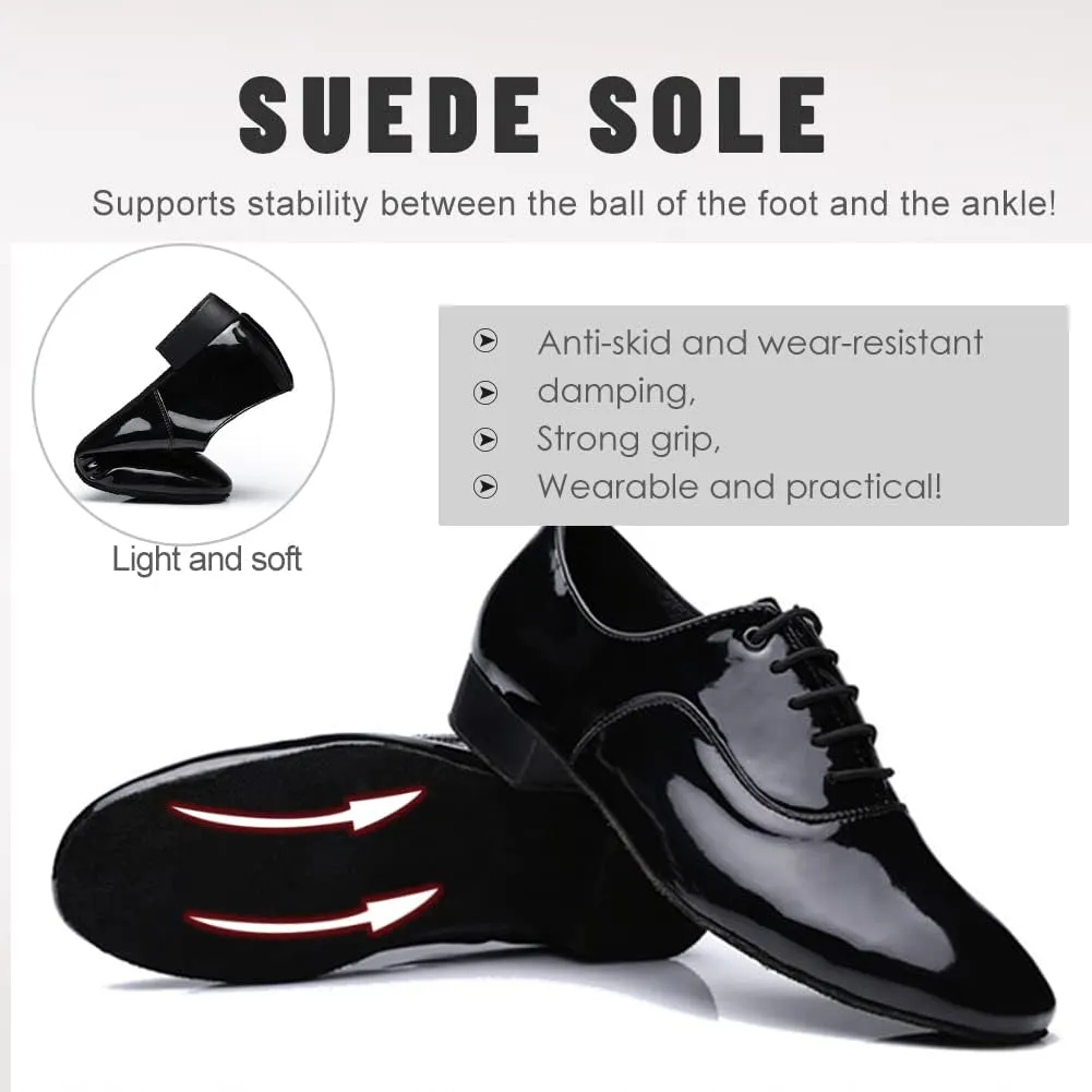 SWDZM Men Latin Dance Shoes Leather Lace-up Salsa Tango Ballroom Modern Professional Performance Practice Dance Shoes,Model 707B
