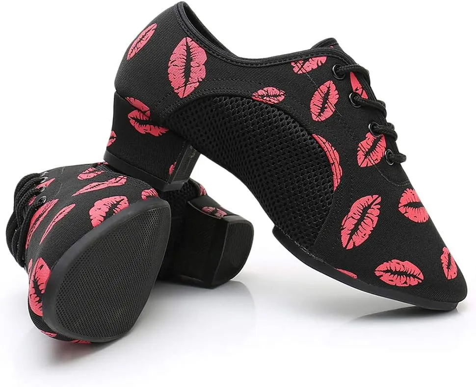 SWDZM Men&Women Ballroom Dance Shoes Lace-up Closed Toe Latin Modern Performance Dance Practice Teaching Shoes,Model KCNJ