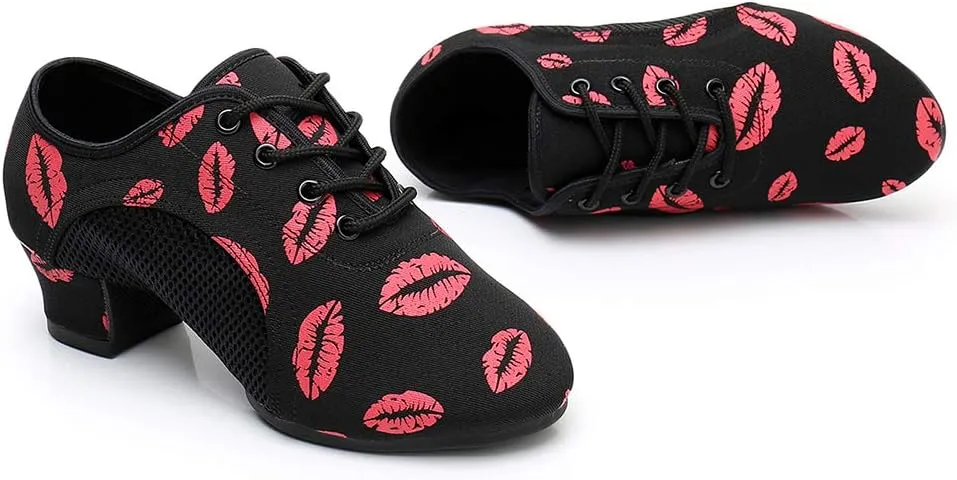 SWDZM Men&Women Ballroom Dance Shoes Lace-up Closed Toe Latin Modern Performance Dance Practice Teaching Shoes,Model KCNJ