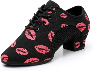 SWDZM Men&Women Ballroom Dance Shoes Lace-up Closed Toe Latin Modern Performance Dance Practice Teaching Shoes,Model KCNJ