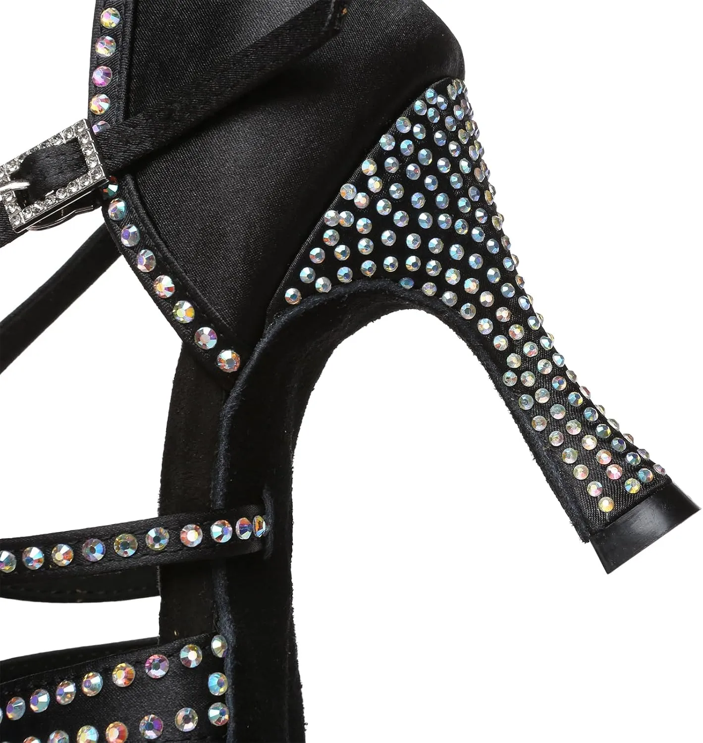 SWDZM Rhinestone Latin Ballroom Dance Shoes Women Satin Salsa Bachata Performance Sparkly Dancing Shoes
