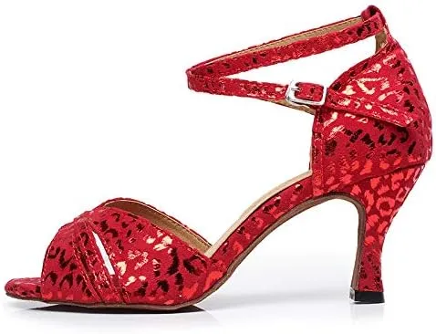 SWDZM Women Ballroom Dance Shoes Latin Salsa Bachata Performance Sparkly Dance Dancing Shoes,Model-QJW6187