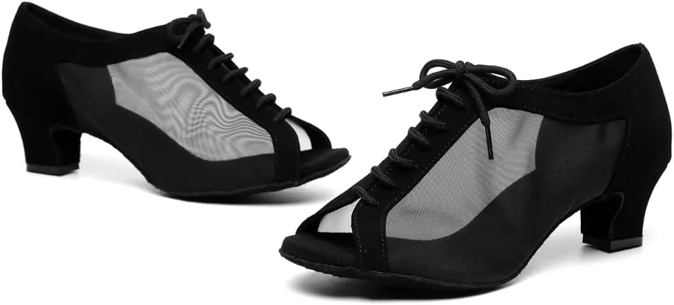 SWDZM Women Ballroom Dance Shoes Salsa Latin Practice Shoes Lace-up Teaching Dance Shoes,Model YCL504