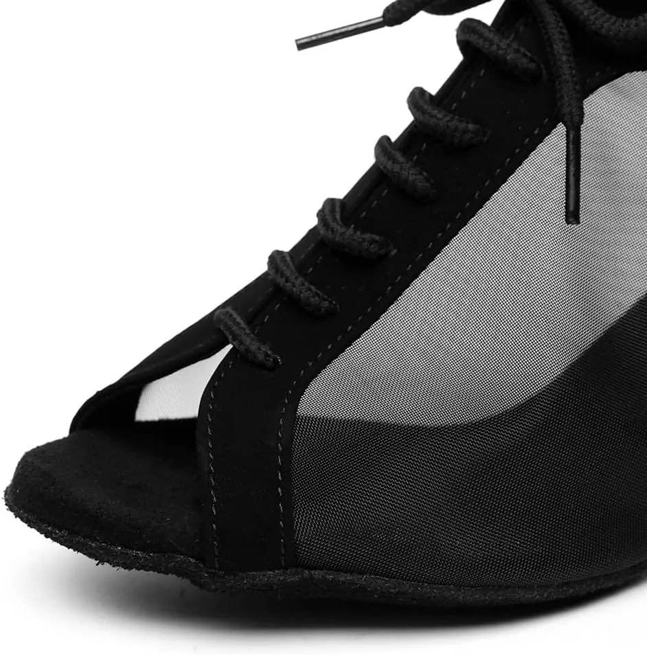 SWDZM Women Ballroom Dance Shoes Salsa Latin Practice Shoes Lace-up Teaching Dance Shoes,Model YCL504